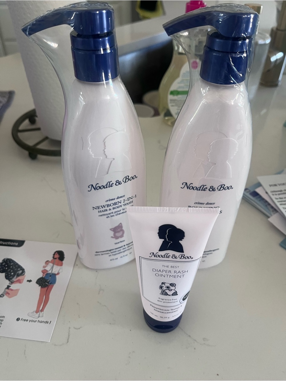 Noodle & Boo Newborn Gift Set: Diaper Ointment + Hair/Body Wash 2 in 1 + Bubbles